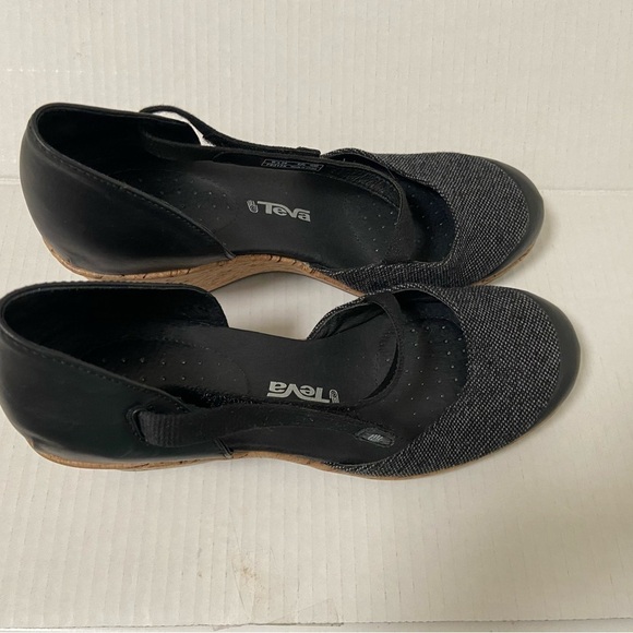 Teva riviera Mary Jane cork sandals black and grey womens size 9 - Picture 1 of 8